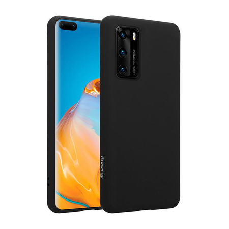ETUI CZARNE SILIKONOWE DO HUAWEI P40, Crong Eleganckie, z Mikrofibrą, Case