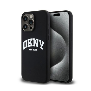 DKNY Liquid Silicone White Printed Logo MagSafe - Schutzhülle für iPhone 13 Pro Max (schwarz)