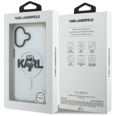 Karl Lagerfeld IML Karl Sketch Logo MagSafe - Custodia per iPhone 17 (trasparente)