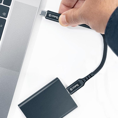 Crong Armor Link - Câble USB-C 60W PD 3A vers USB-C 25cm (noir)