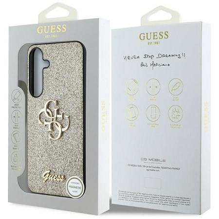 Guess Fixed Glitter Big 4G Metal Logo - Hülle für Samsung Galaxy S25+ (Gold)