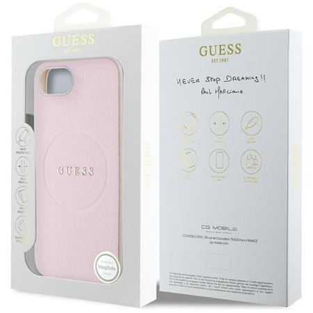 Guess Grained Ring MagSafe - Case for iPhone 16e (pink)