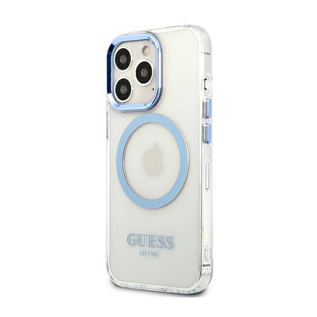 Guess GUHMP13XHTRMB iPhone 13 Pro Max 6,7" niebieski/blue hard case Metal Outline Magsafe