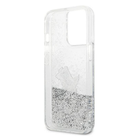 Karl Lagerfeld Liquid Glitter Choupette Fun - Case for iPhone 13 Pro Max (Silver)