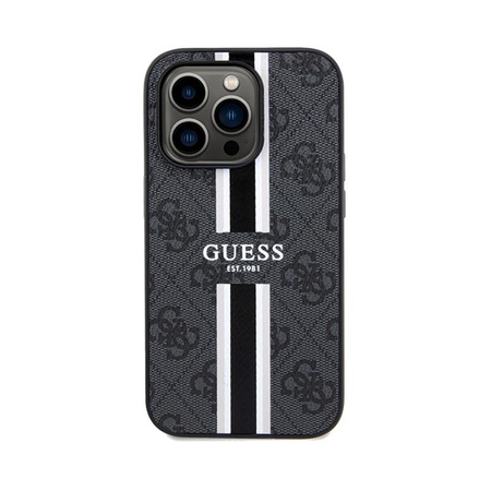 Guess 4G Gedruckte Streifen MagSafe - iPhone 15 Pro Tasche (schwarz)