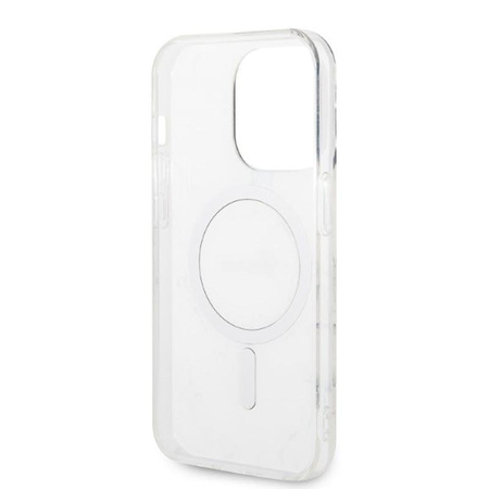 Guess Bundle Pack MagSafe IML Marble - Étui MagSafe pour iPhone 14 Pro Max + chargeur (blanc/or)