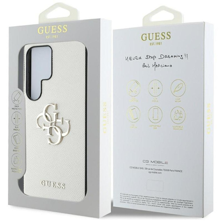 Guess szemcsés Big 4G Logo Small Classic Logo - tok Samsung Galaxy S25 Ultra (bézs)