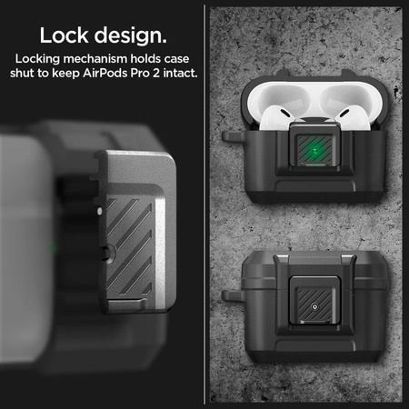 Spigen Lock Fit - Pancerne etui do Apple Airpods Pro 1 / 2 (Czarny)