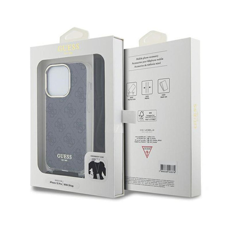 Guess Crossbody Cord 4G Print - iPhone 15 Pro Max Tasche (Schwarz)