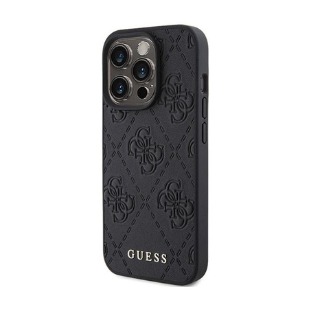 Guess Leather 4G Stamped - Etui iPhone 15 Pro Max (czarny)