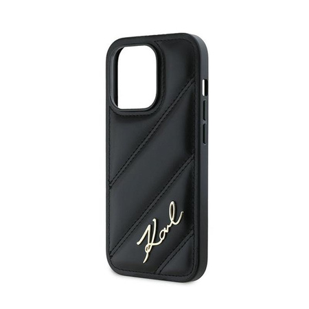 Karl Lagerfeld Diagonal Quilted Script - Coque iPhone 13 Pro Max (noir)