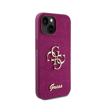 Guess Glitter Script Big 4G - iPhone 15 Tasche (lila)