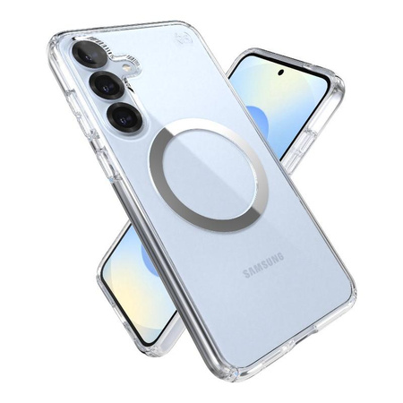 Aimant Speck Presidio Perfect-Clear - Étui MagSafe Samsung Galaxy S25+ / S24+ (transparent / finition chromée / argent serein)