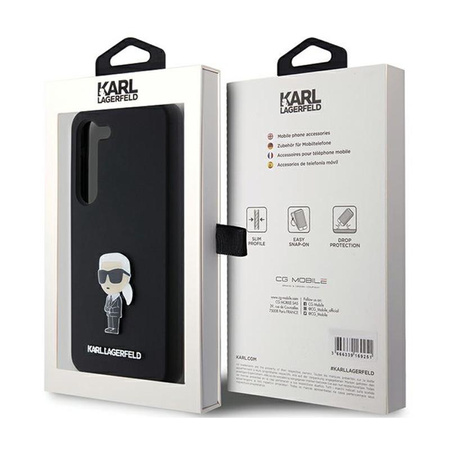 Karl Lagerfeld Silikon Ikonik Metall Pin - Samsung Galaxy S24+ Tasche (schwarz)