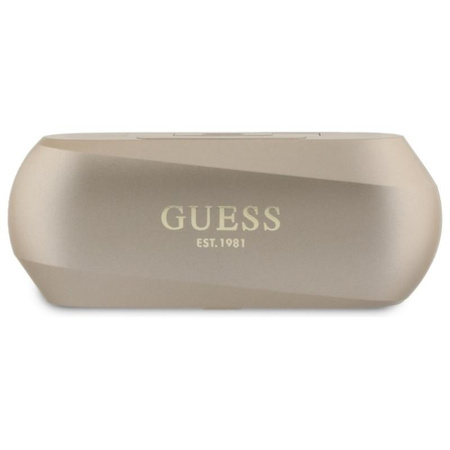 Podlouhlé kovové logo Guess - sluchátka Bluetooth TWS + nabíjecí pouzdro (zlaté)