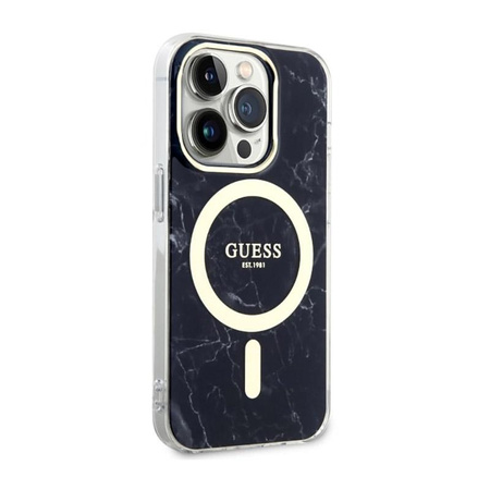 Guess Marble MagSafe - Case for iPhone 14 Pro (Black)