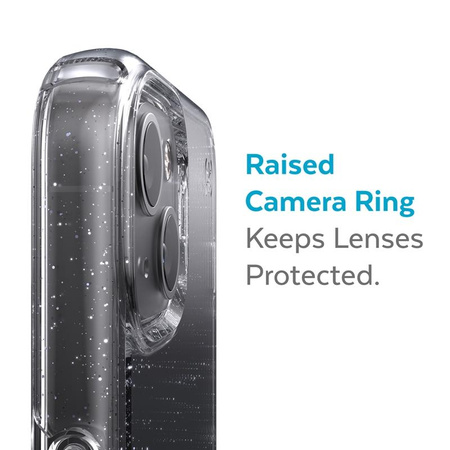 Speck Presidio Perfect-Clear with Glitter - Coque pour iPhone 13 avec revêtement MICROBAN (Clear/Platinum Glitter)