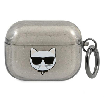 Karl Lagerfeld Choupette Head Glitter - Airpods Pro tok (fekete)