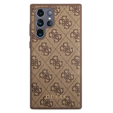 Guess 4G Metal Gold Logo - pouzdro pro Samsung Galaxy S22 Ultra (hnědé)