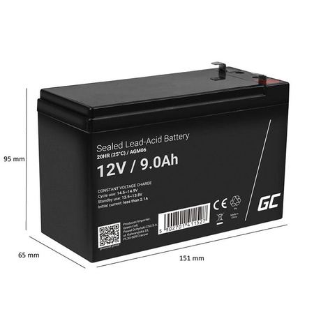 Green Cell - AGM VRLA 12V 9Ah bezúdržbová baterie pro UPS