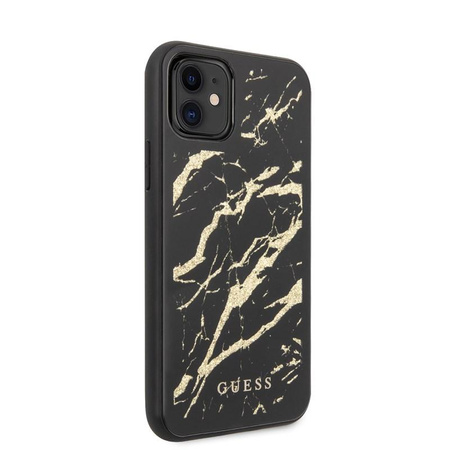 Guess Marble Glass Gold Glitter - Coque iPhone 11 (noir)