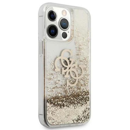 Guess Liquid Glitter 4G Big Logo - iPhone 13 Pro Max Case (Gold)