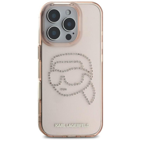 Karl Lagerfeld IML strasszos Karl Head - tok iPhone 16 Pro készülékhez (rózsaszín)