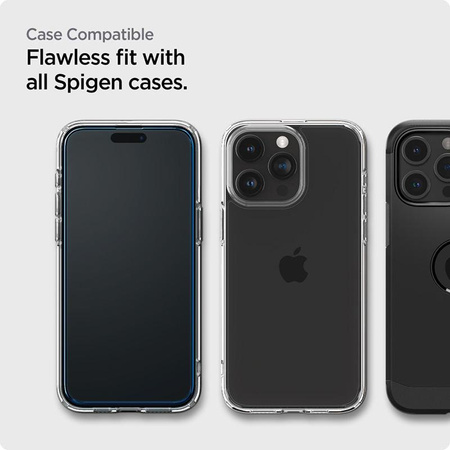 Spigen Alm Glass FC 2-Pack - Tvrzené sklo pro iPhone 15 Pro 2 ks (černý rámeček)