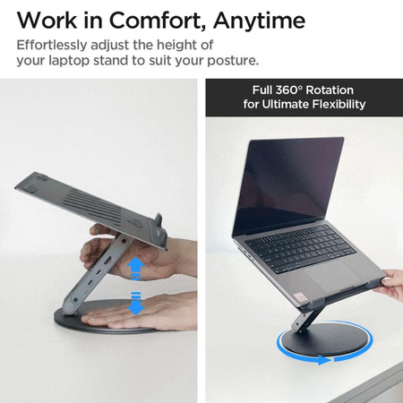 Spigen LD204H Laptop Stand Hub – Stojan na notebook s 6v1 Hubem (Space Grey)
