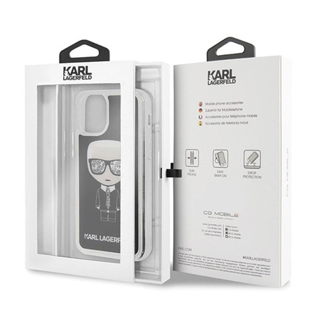 Karl Lagerfeld Iconic Glitter - pouzdro pro iPhone 11 Pro Max (černé)