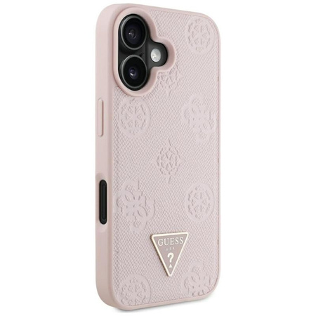 Guess Grained Hot Stamp Peony Triangle Logo MagSafe - Case for iPhone 16 (pink)
