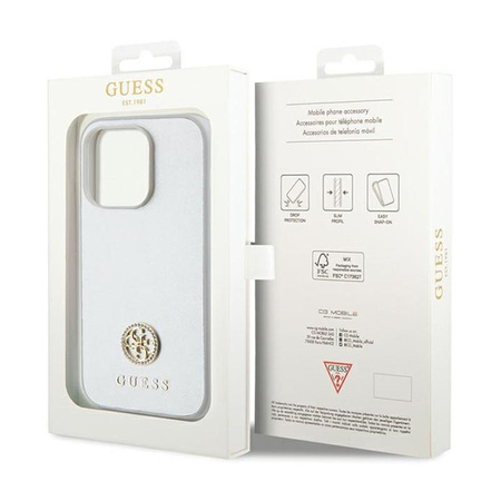 Guess 4G Strass fém logó - iPhone 15 Pro tok (ezüst)