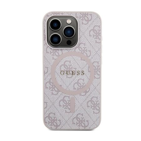 Guess 4G Collection bőr fém logós MagSafe - iPhone 15 Pro Max tok (rózsaszín)