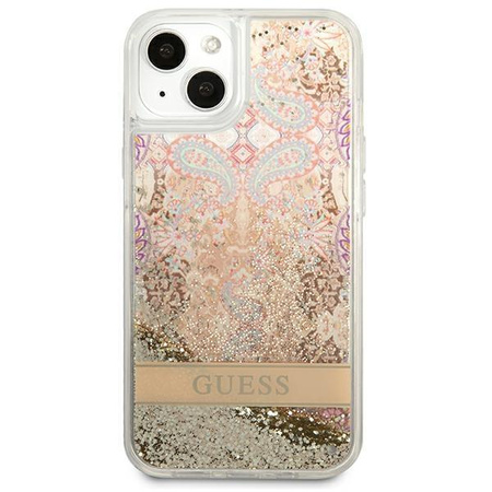 Guess Liquid Glitter Paisley - pouzdro pro iPhone 13 mini (zlaté)