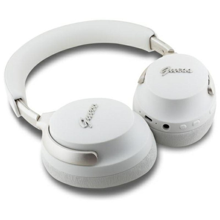 Guess Metal Script Logo - Bezprzewodowe słuchawki nauszne Bluetooth ANC + ENC (beżowy)