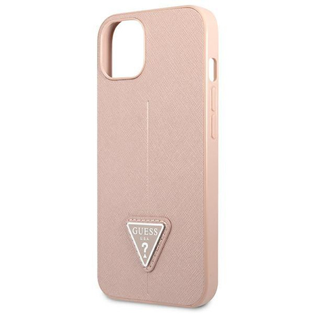 Guess Saffiano háromszög logós tok - iPhone 13 tok (rózsaszín)