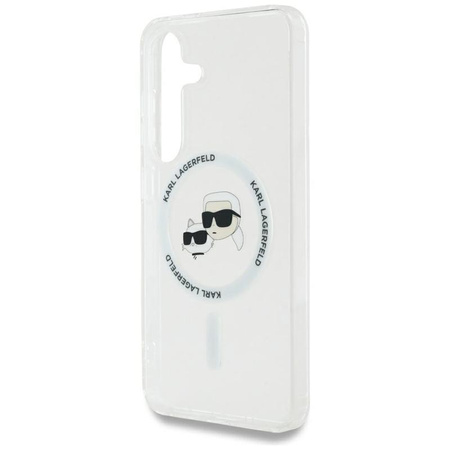 Karl Lagerfeld Button Karl & Choupette Heads Gedrucktes Logo MagSafe - Samsung Galaxy S25+ Tasche (weiß)