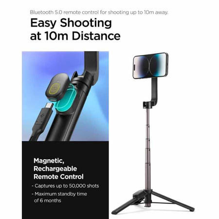 Spigen S570W MagSafe Bluetooth Selfie Stick Tripod - Smartphone-Ständer / Selfie-Stick-Halter (Schwarz)