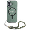 Guess IML Glitter With Pearl Strap MagSafe - Case for iPhone 16 Plus (Green)