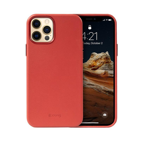 Crong Essential Cover - iPhone 12 Pro Max Faux Leather Case (Red)