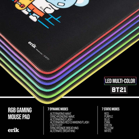 BT21 - Gaming/desk mat XXL with LED illumination (90 x 40 cm)