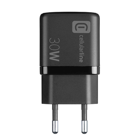 Cellularline Multipower Micro GaN - USB-C & USB-A Power Delivery Chargeur secteur 30W (noir)
