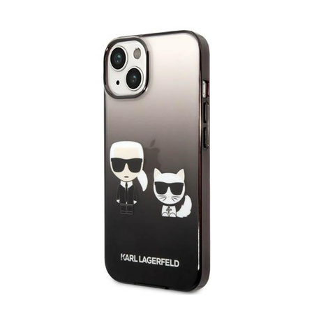 Karl Lagerfeld Gradient Ikonik Karl & Choupette - Hülle für iPhone 14 Plus (Schwarz)