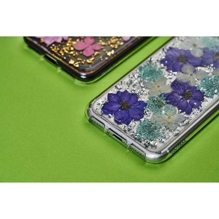 PURO Glam Hippie Chic kryt - pouzdro pro iPhone XR (zelené s pravými okvětními lístky)