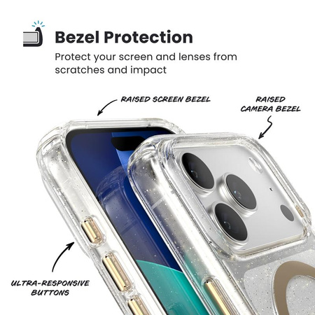 Speck Presidio Lux MagSafe - iPhone 17 Pro Tasche (Glitter / Gold Metallic)