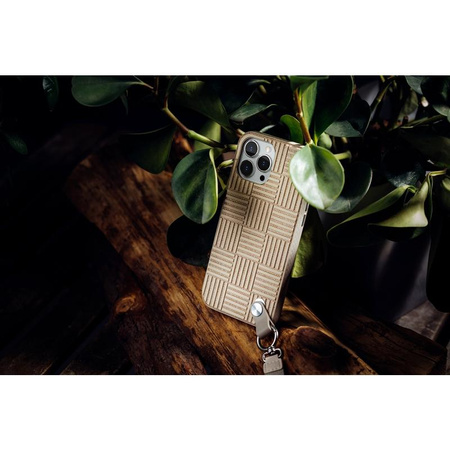 Moshi Altra - Pouzdro s odnímatelnou šňůrkou na iPhone 13 Pro Max (antibakteriální NanoShield™) (béžová Sahara)