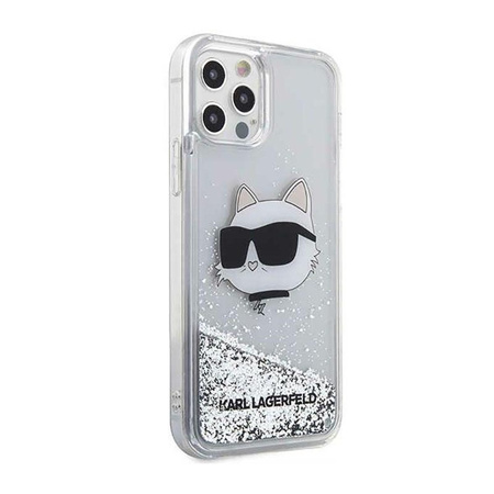 Karl Lagerfeld Liquid Glitter NFT Choupette Head - iPhone 12 / iPhone 12 Pro tok (ezüst)