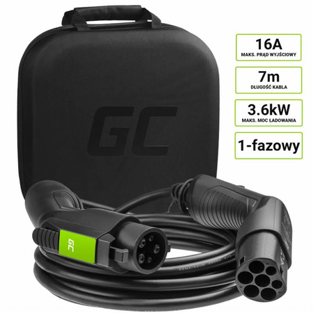 Green Cell - Kabel GC EV Type 1 3.6kW 16A 7m do ładowania samochodów elektrycznych EV