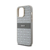 DKNY Leather Mono Stripe & Metal Logo - Etui iPhone 14 Pro (beżowy)