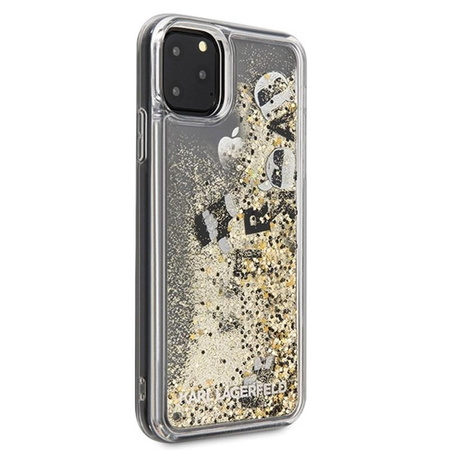 Karl Lagerfeld Glitter Liquid Floating Charms - iPhone 11 Pro Max Hülle (Gold Floatting Charms)